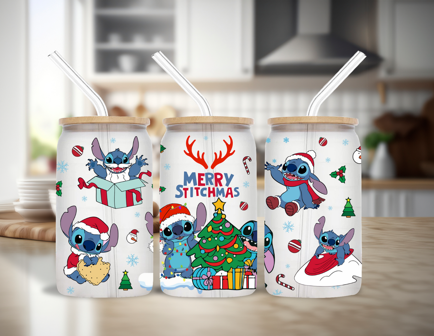 Merry Christmas Disney Glass Cup