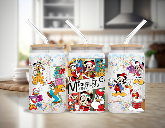 Merry Christmas Disney Glass Cup