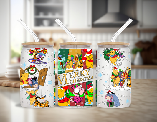 Merry Christmas Disney Glass Cup