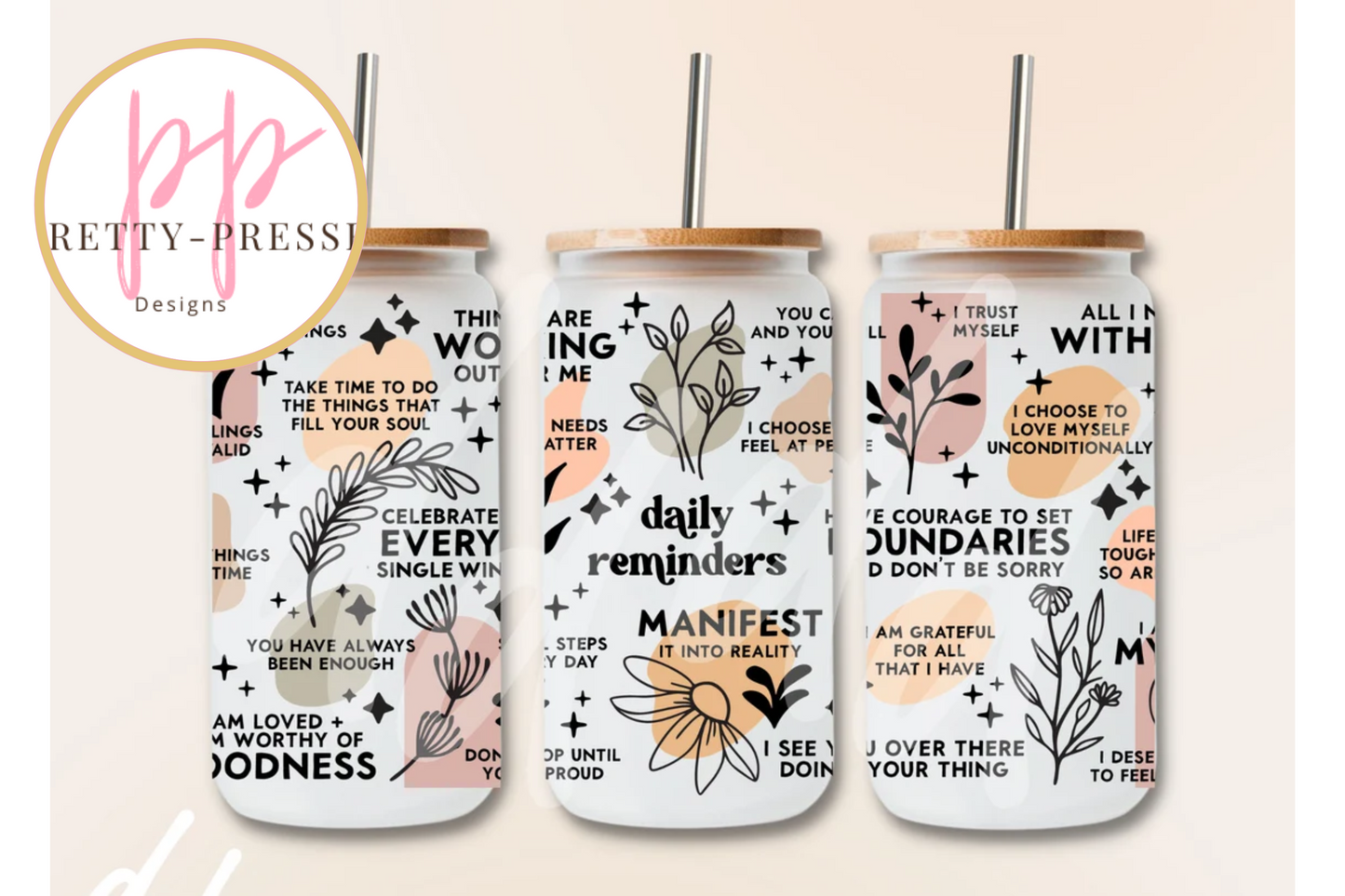 Daily Reminders Affirmations Glass Cup