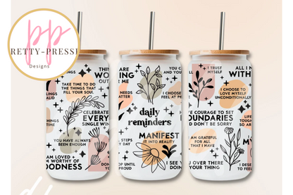 Daily Reminders Affirmations Glass Cup