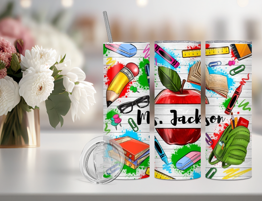 TEACHER APPLE TUMBLER
