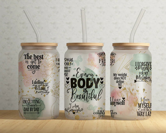 Daily Fitness Affirmation Glass Cup