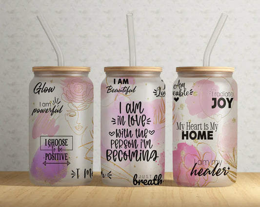 Healing Affirmation Glass Cup