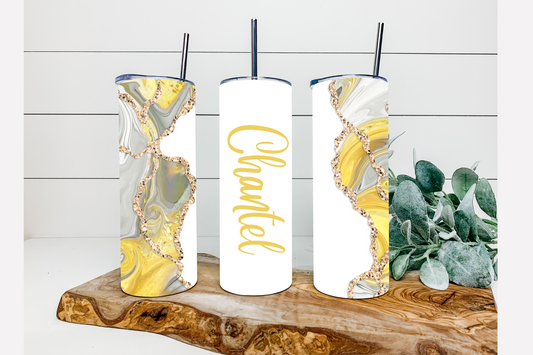 MARBLE SKINNY TUMBLER (CUSTOMIZE NAME)