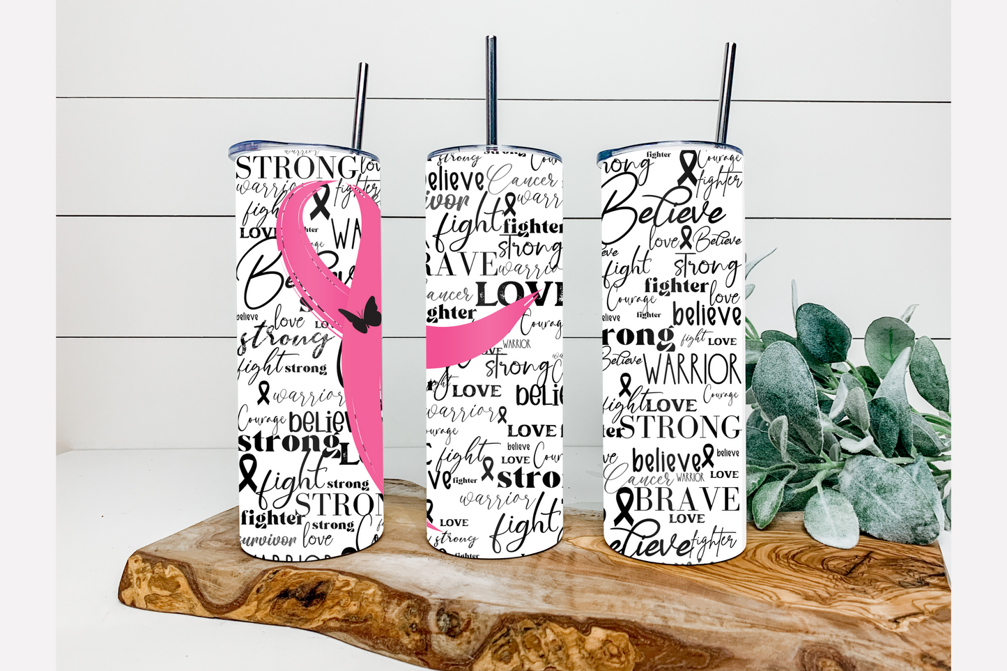 BREAST CANCER BOLD SKINNY TUMBLER